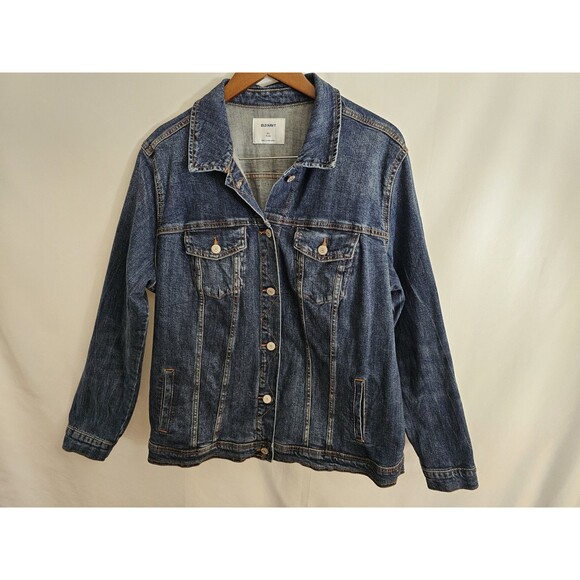 Old Navy Women’s Denim Jacket 2X Plus Blue Jean Trucker Style Button Front - Picture 4 of 9